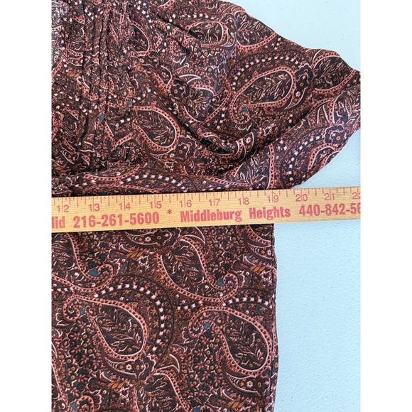 Evereve Aiden Red Long Sleeve Paisley Blouse Boho Work Office Womens Small - Picture 5 of 11